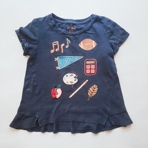 Cat & Jack Girls Navy Blue Short Sleeved Top with Peplum Hem Back To School M